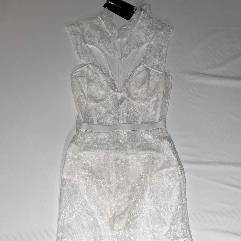 Fashion Nova Without A Trace Lace Dress White XS